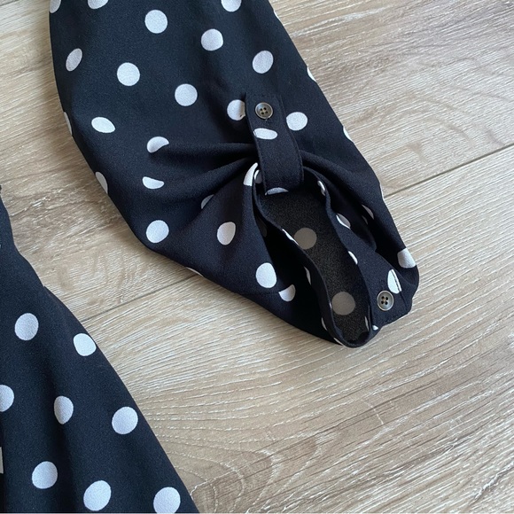 Merona dress button front pockets black white polka dot medium - Picture 3 of 6